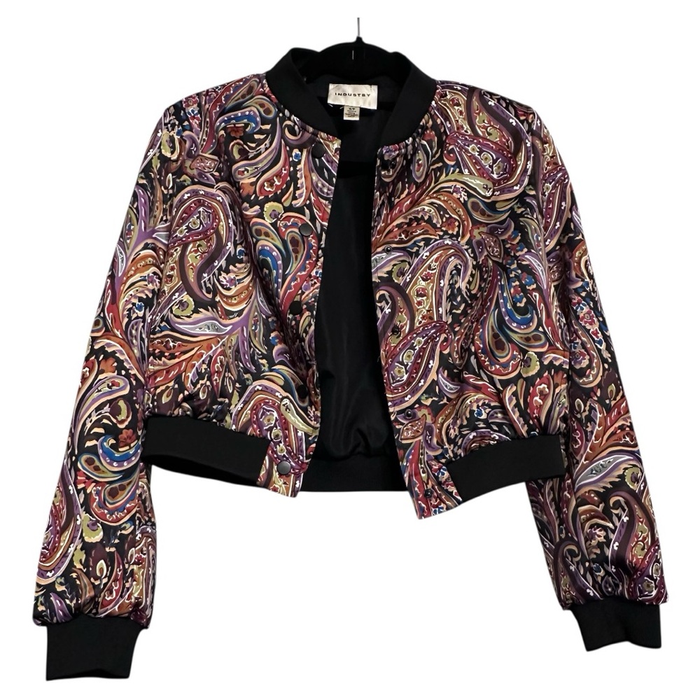Industry Republic Paisley Cropped Bomber Jkt Women’s Small Bold Statement Coat